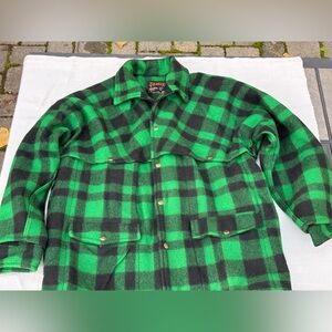 Vintage Deadstock Pioneer Brand Green and Black Plaid Jacket.